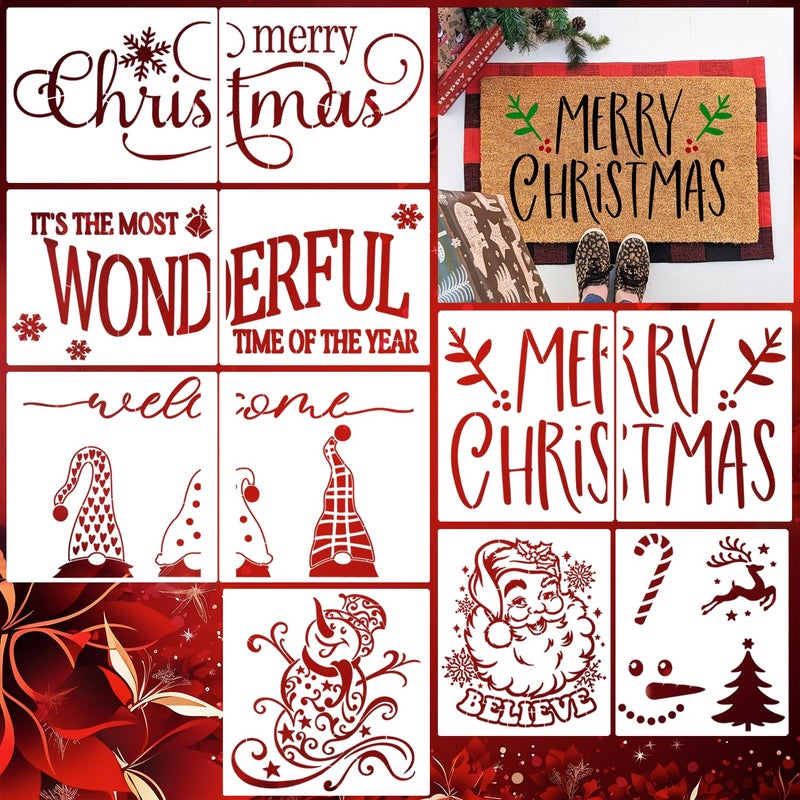 zosylley Christmas Stencils for Door Mats 23.6?Christmas Doormat Stencils for Crafts Reusable Holiday Stencil for Doormats Wood Fabrics Decor - Image 1